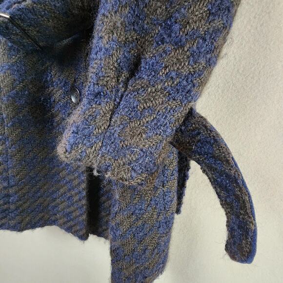 Laundry by Shelli Segal Wool Pea Coat Belted Women Size 8 Blue-Black - Picture 7 of 12